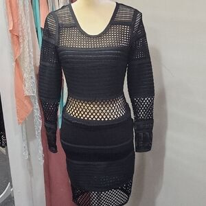 GOLD Label Wow COUTURE Elegant Black Knit Dress, SIZE SMALL